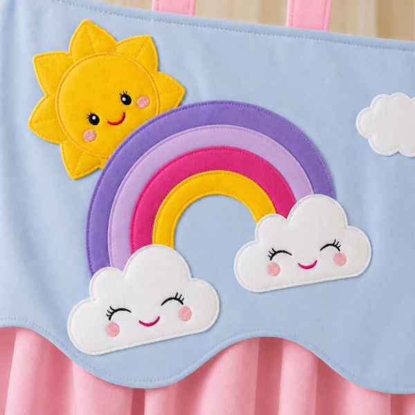 Producto - Cortinas Infantiles Personalizadas - Sueño Entre Las Nubes (Rosa) - 1