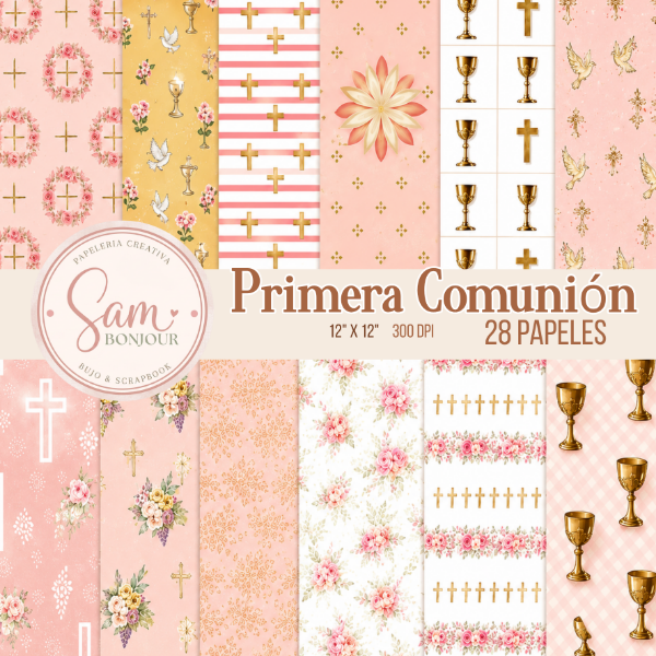 Producto - Archivo digital: Kit de papeles Primera Comunión Modelo E