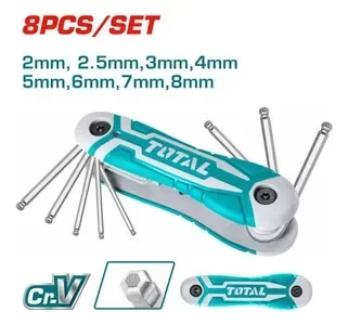 Producto - Juegos de llaves Hexagonales TOTAL Industrial CRV THT1061836 punta redonda 2-8mm