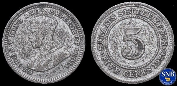 Producto - Asentamientos Británicos del Estrecho - 5 Centavos de plata (1926) KM #36 [VF-]