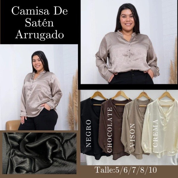 Producto - LINEA TALLES ESPECIALES Camisa de satén arrugado