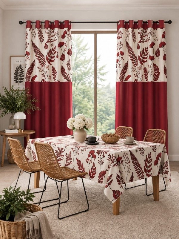 Producto - Combo tropical cortina larga con faldón y mantel - 4