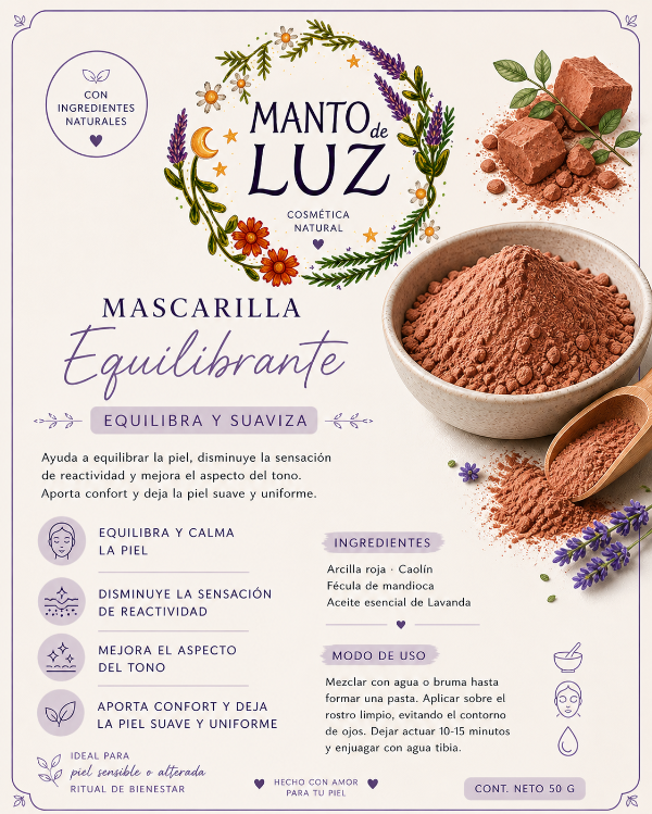 Producto - MASCARILLA EQUILIBRANTE. - Equilibra,suaviza, calma- Con arcilla roja-