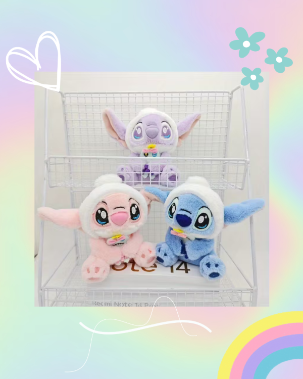 Producto - Llavero Peluche Stitch y Angel c/Gorro y Trapo