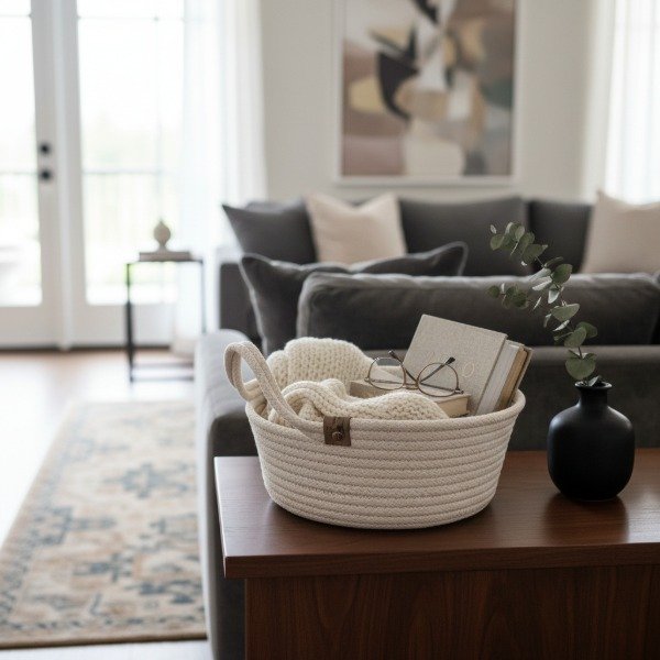 Producto - Canasto Organizador Artesanal Con Manijas.