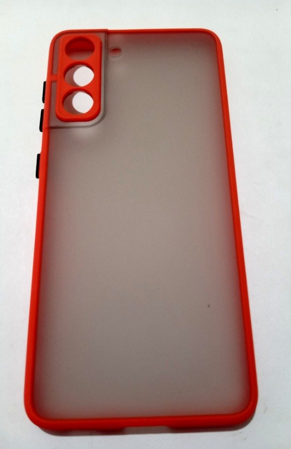 Producto - Funda Traslúcida oscuro borde Rojo para Samsung S21