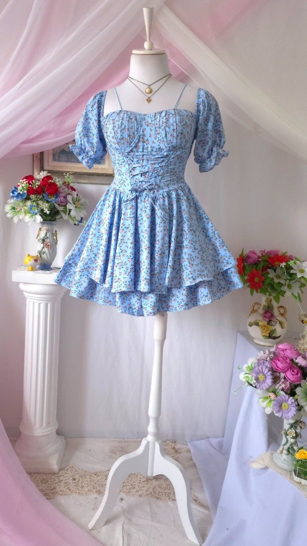 Producto - Vestido Coquette Sarah Celeste Estampado! IMPORTADO NUEVO - 7