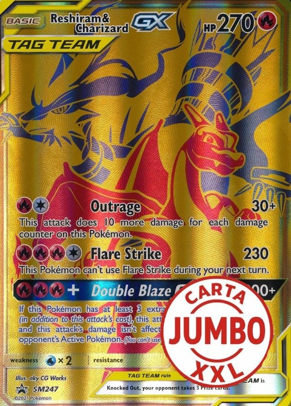 Producto - GX Reshiram and Charizard Tag Team SM247 Blackstar Promo Holo JUMBO