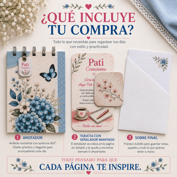 Producto - Anotador A6 Flores y Mariposas - Hortensias - 5
