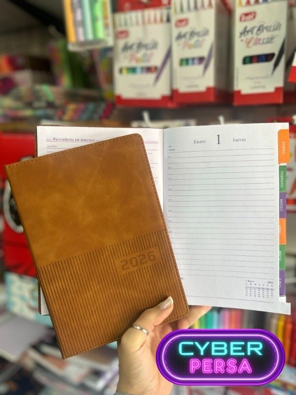 Producto - Agenda acolchonada 2026 Chocolate - Diaria