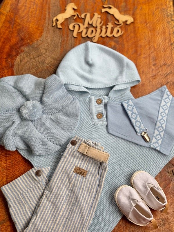 Producto - Poncho de hilo Celeste Pastel - 4