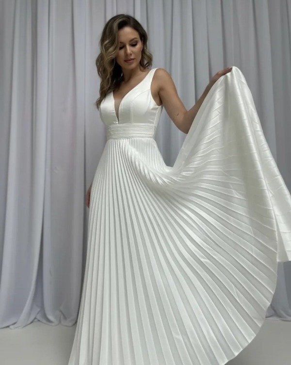 Producto - Vestido Largo Novia Plisado - 2