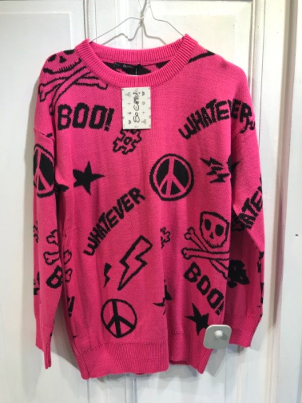 Producto - Sweater SO CIPPO fucsia logos negros n/con etiqueta- Talle 16 años- PRECIO: 20x