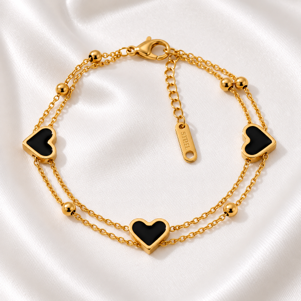 Producto - Pulsera Little Hearts Black Dorado