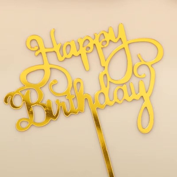 Producto - Topper Acrilico Happy Birthday Dorado