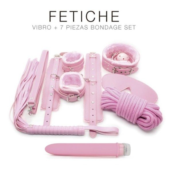Producto - KIT VIBRO + 7 piezas bondage set ROSA
