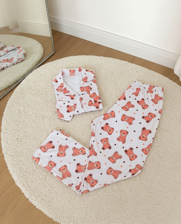 Producto - Pijama camisero largo - Teddy off white