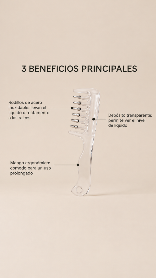 Producto - PEINE APLICADOR DE ACEITES P/ CUERO CABELLUDO + PIPETA (ROSA) - 4