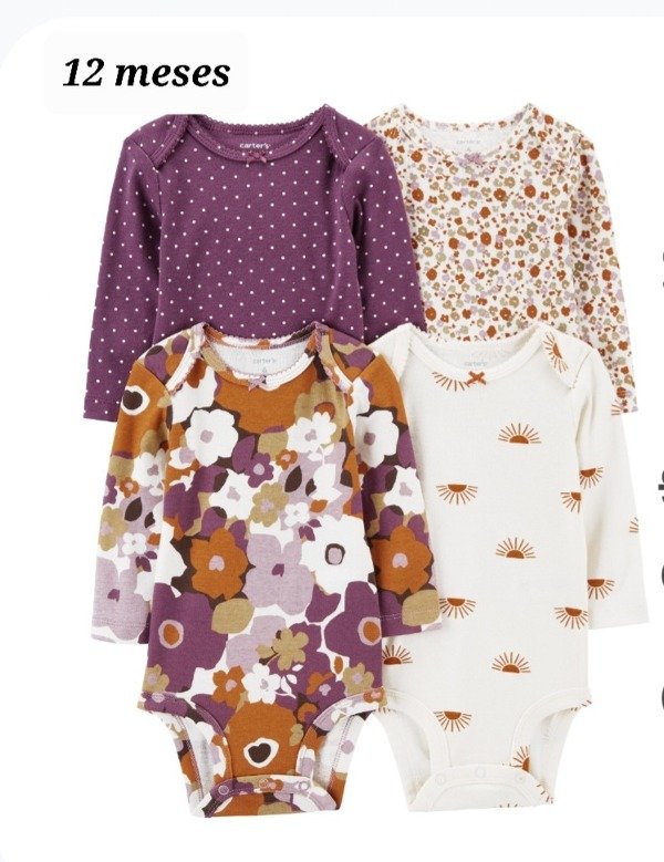 Pack 4 body carters 12 meses flores