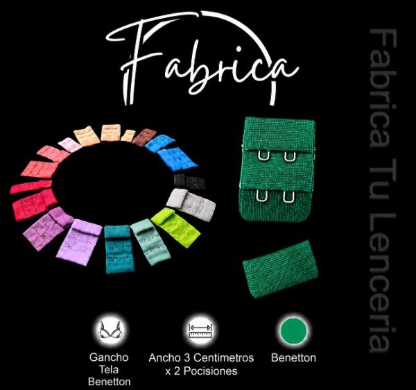 Producto - Gancho de tela Verde Benetton 3cm x 2 posiciones (por unidad)