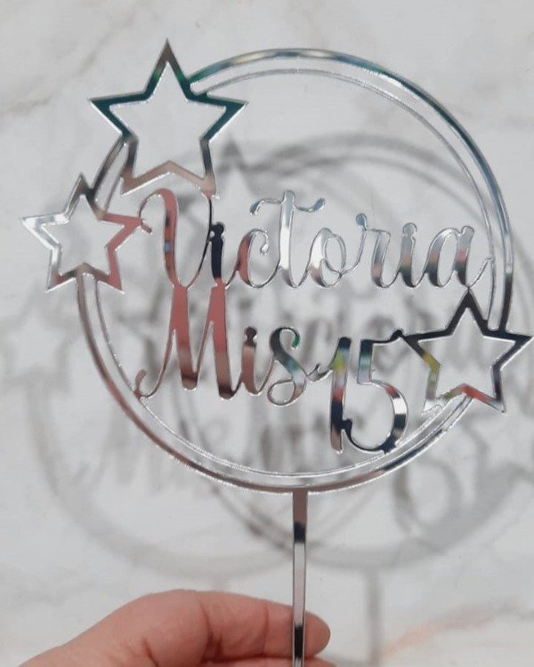 Producto - Topper redondo con estrellas personalizado 15 años