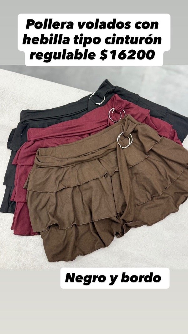 Producto - Pollera volados con hebilla tipo cinto