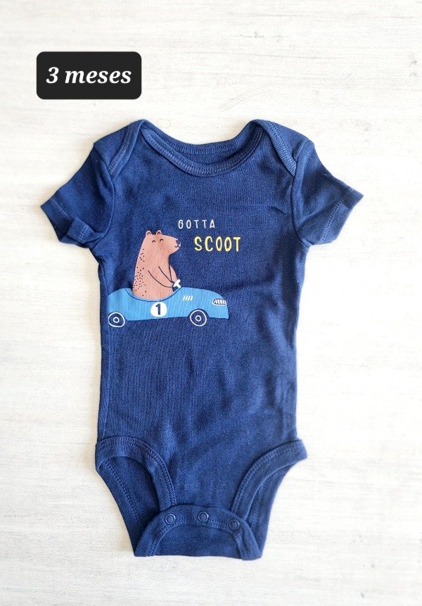 Body manga corta carters talle 3 meses azul oso