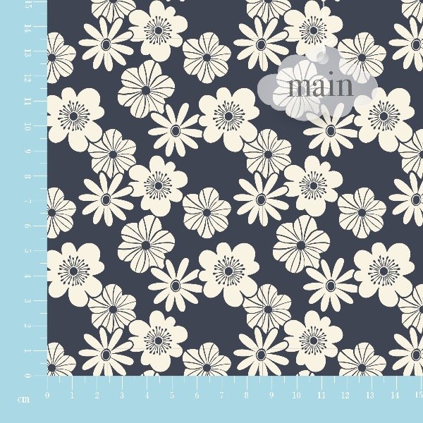 Producto - Gabardina Flores Nélida Grafito Con Natural
