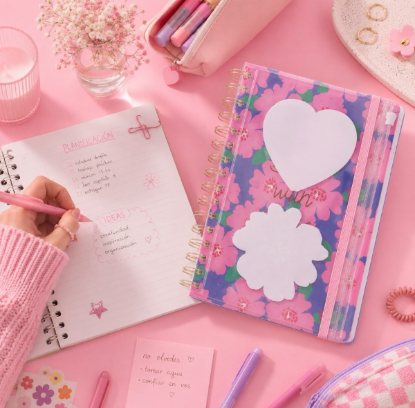Producto - Cuaderno Espiral tapa dura + Estuche Pvc + Post It Primavera - 0