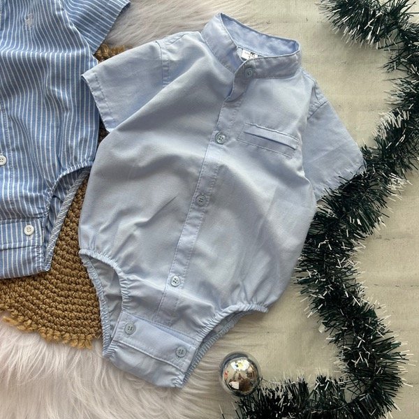 Producto - Body camisa cuello mao CELESTE talles hasta 3 años