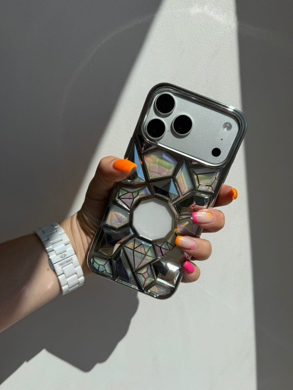 Producto - Case diamantes plateado