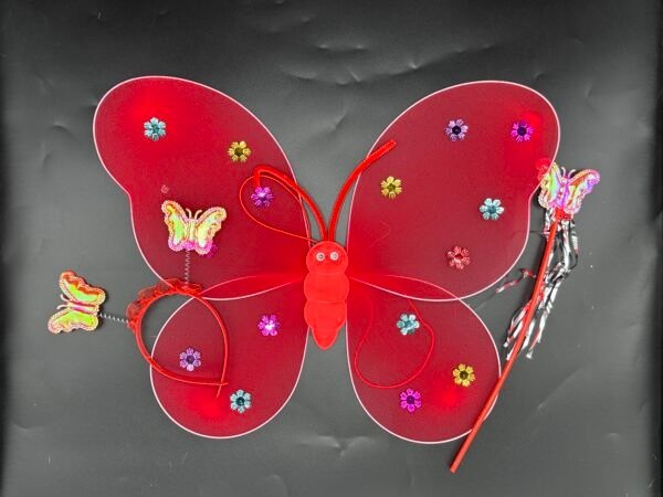 Producto - Alas Mariposa Rojas + Varita + Vincha