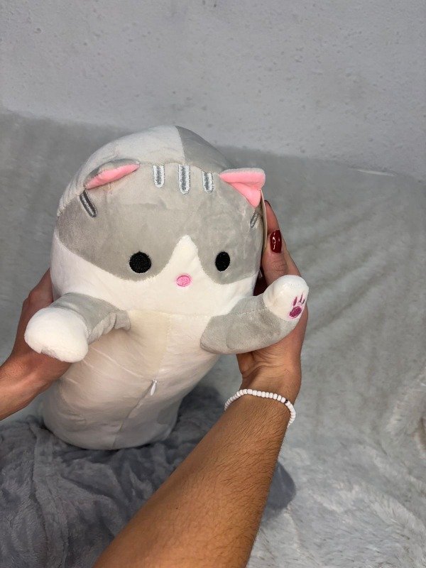 Producto - Peluche gato gris acostado 3 en 1