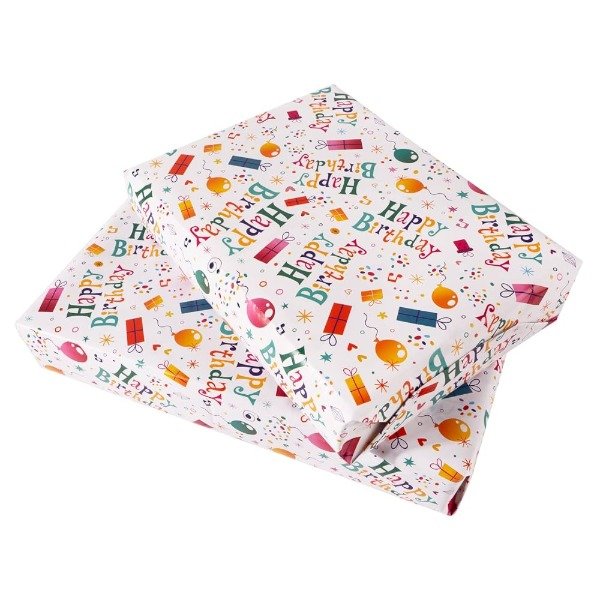 Producto - PAPEL DE REGALO IMPRESO 65X95cm 70grs FELIZ CUMPLE X 20 UNIDADES