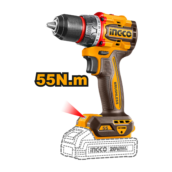 Producto - Taladro Atornillador 20v 13mm Inalámbrico 55nm- INGCO-CDLI205581