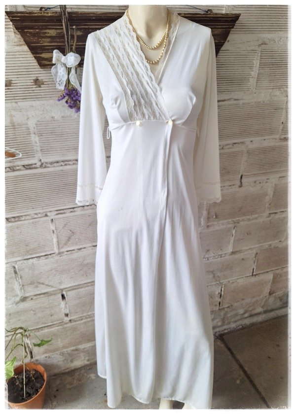 Producto - Deshabillé Largo Poliamil Blanco Talle S