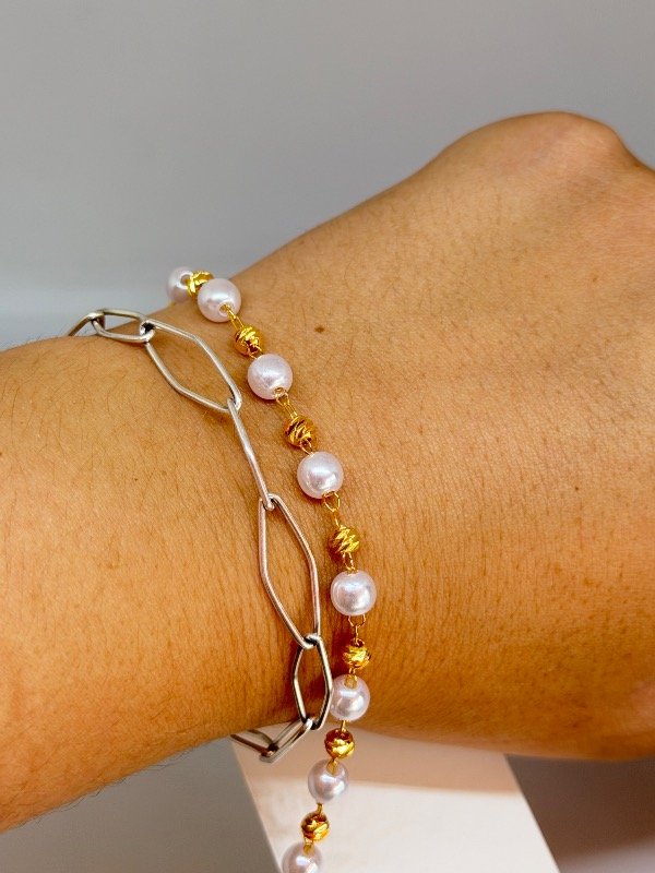Producto - Pulsera perla dorada