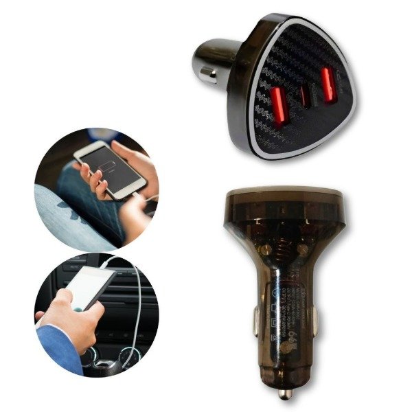 Producto - CARGADOR DE AUTO 2 USB Y 1 C