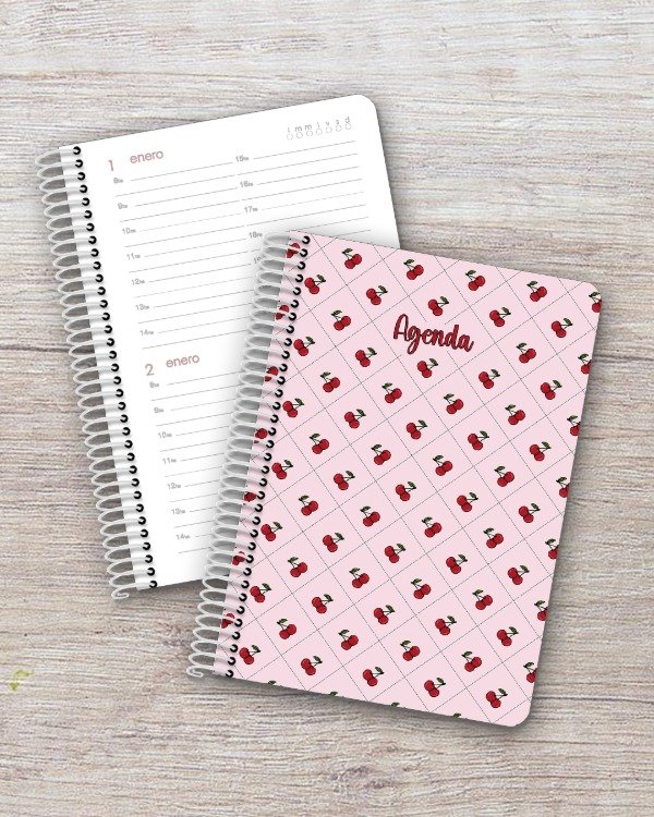 Producto - Agenda Perpetua A5 - 2 días por página - dis. cherry