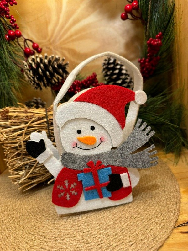 Producto - Canasta Pañolenci Muñeco de Nieve ( Efectivo: 7.120)