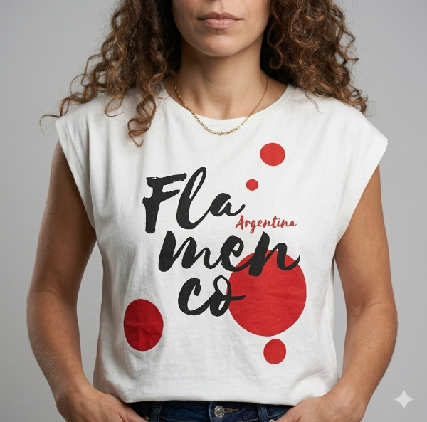 Producto - REMERA ESTAMPA FLAMENCO ARGENTINA BLANCA TM