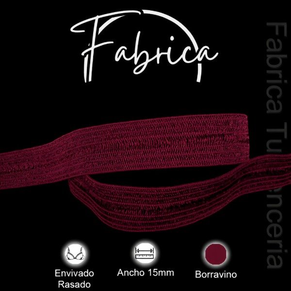 Producto - Envivado o Elástico Partido Borravino 15mm nylon (1 metro)