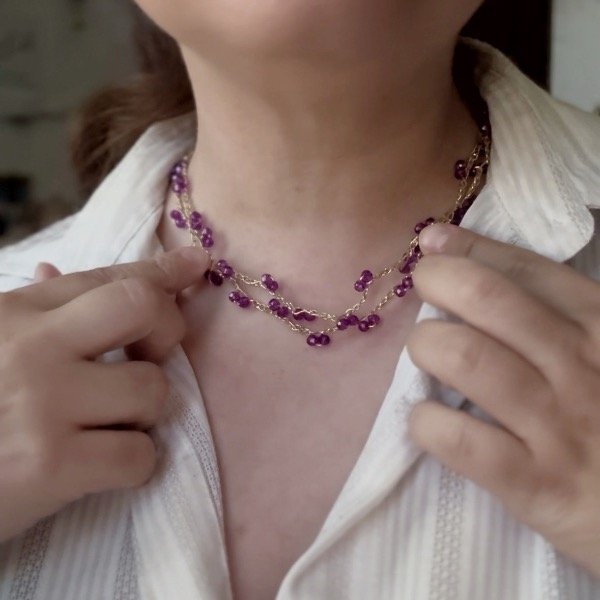 Producto - Collar infinito con cristal roca violeta! - 0