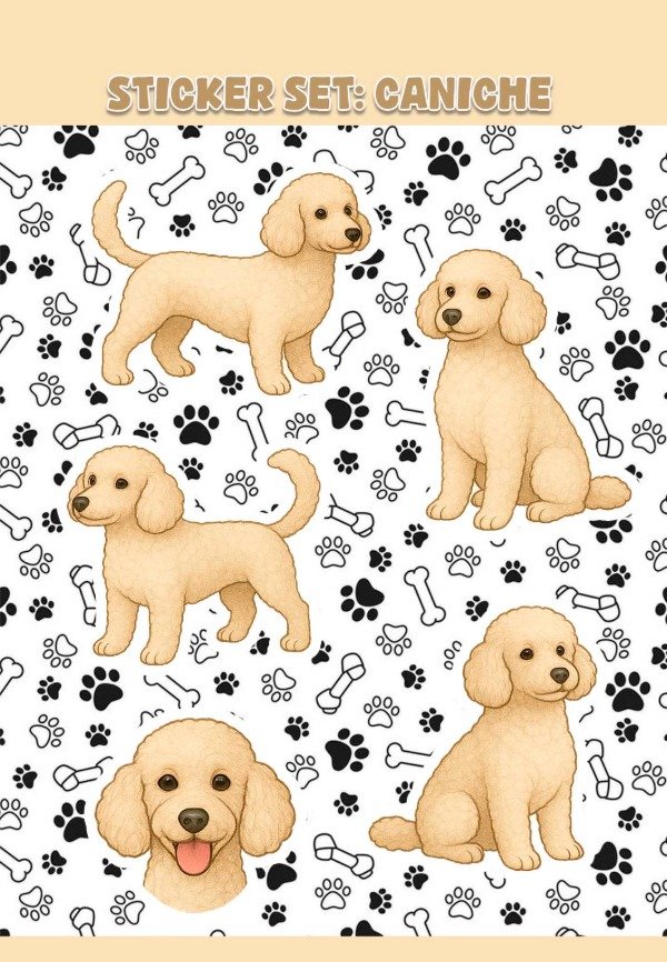 Sticker Set - Caniche - 3DPrintedMinis