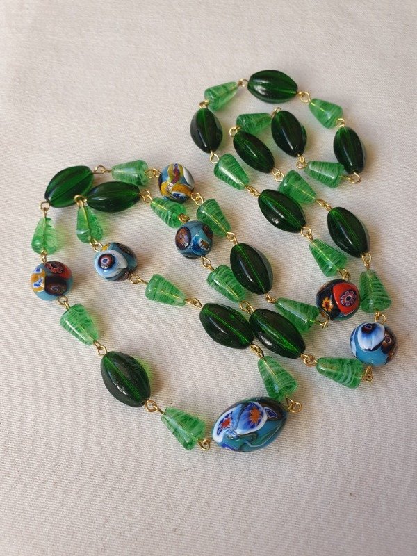 Producto - LUCERO Collar Millefiori Porphyry Glass Emerald