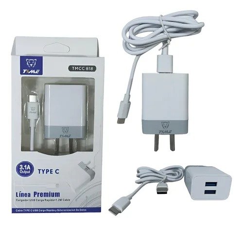 Producto - CARGADOR TIME TIPO C T.0 2 USB LINEA PREMIUM