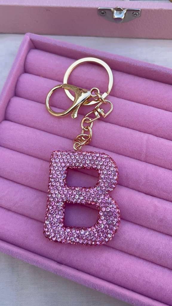 Producto - Llavero inicial brillante "B" rosa