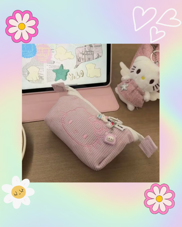 Producto - Cartuchera de Pana Hello Kitty Bordada - 0