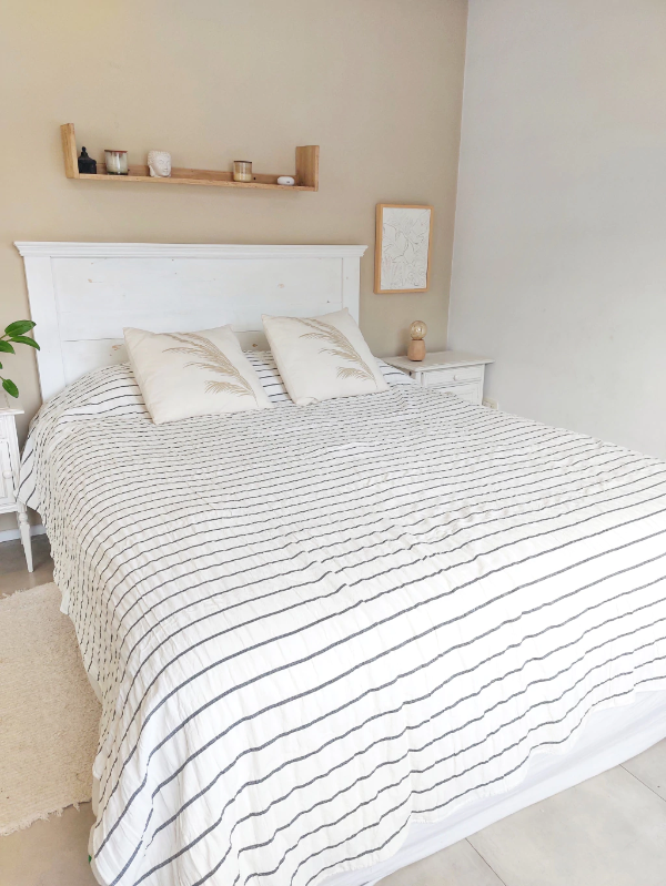 Producto - CUBRECAMA TUSOR DE RAYAS FINAS GRAFITO