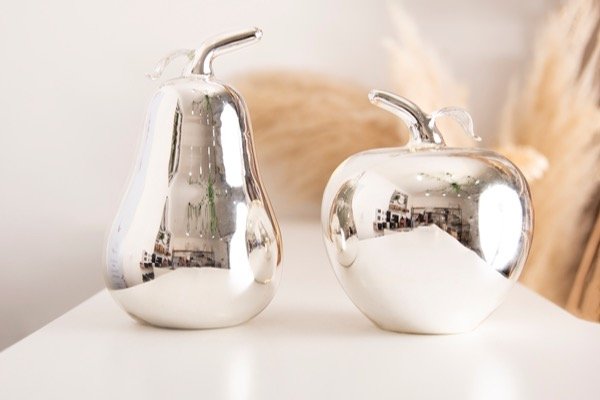 Producto - Frutas de ceramica plateada